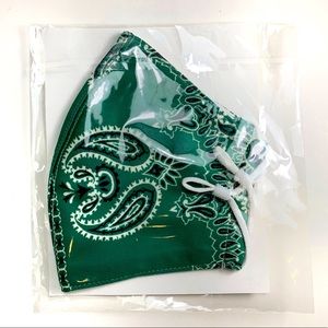 Tory Burch Designer Face Mask- Green Paisley